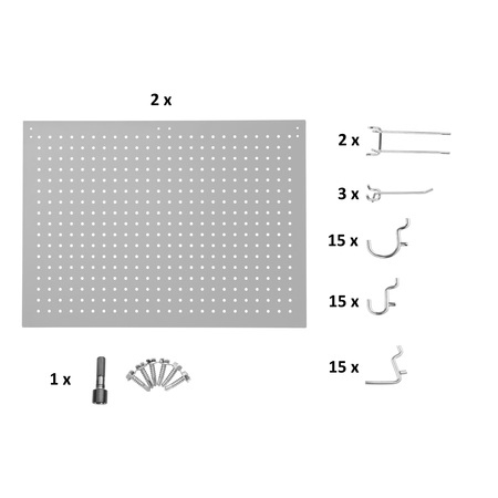 NATIONAL PUBLIC SEATING NPS Set of 2 Peg Boards and 50 Hooks for 30" Wide HDT8 and SLT8 Tables PEG30-8